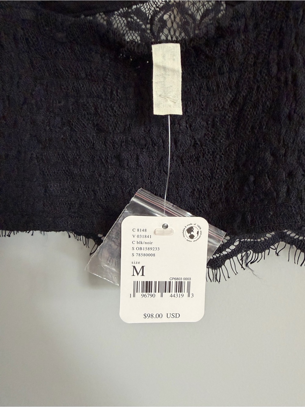 Free People Black Lace Long-Sleeve Crop - Picture 3 of 4